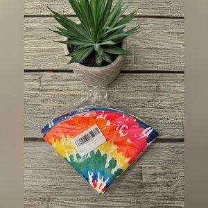Set of 4 Round Fabric Placemats, 13.5”, Tye die, Rainbow